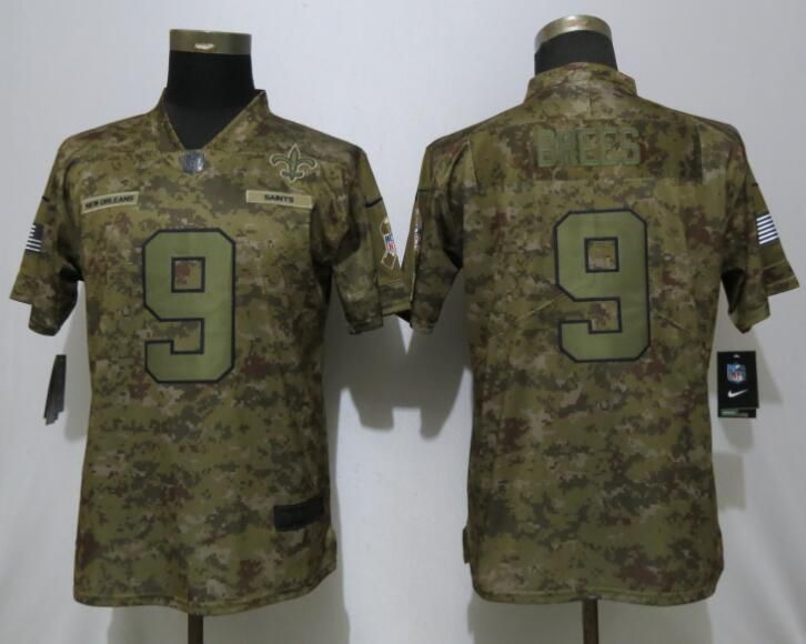 Women New Orleans Saints #9 Brees Nike Camo Salute to Service Limited NFL Jerseys->boston red sox->MLB Jersey